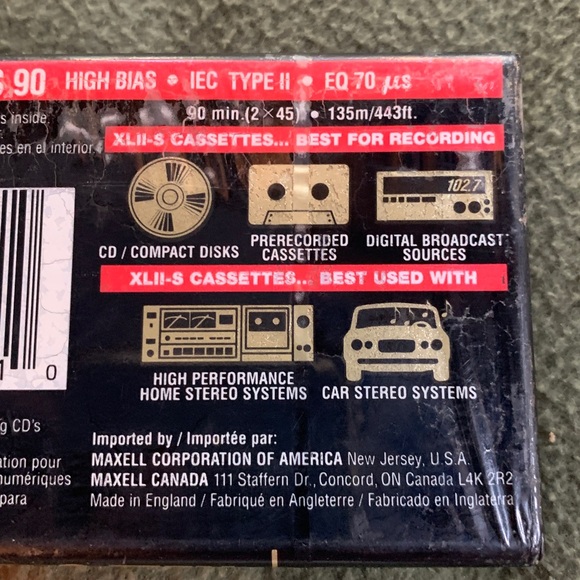 NIP Maxwell 90 minute High Bias XLII-S audio cassette. Black magnetite. - Picture 6 of 6